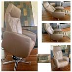Leren relax-fauteuil met sta-op functie, taupe, Huis en Inrichting, Fauteuils, Ophalen of Verzenden, Zo goed als nieuw, 50 tot 75 cm