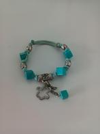 Turquoise Armband met Klavertje Vier Bedel, Sieraden, Tassen en Uiterlijk, Armbanden, Overige materialen, Met edelsteen, Blauw
