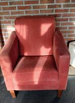 Fauteuil rood gestreepte stof, Huis en Inrichting, Fauteuils, Ophalen, Gebruikt, Stof, 50 tot 75 cm