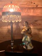 Michelotti Salonlamp Roze Glas & Kristal + Beeldje, Ophalen of Verzenden, Gebruikt, Glas, Minder dan 100 cm