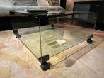 glazen salontafel, Huis en Inrichting, Ophalen, Gebruikt, 50 tot 100 cm, Vierkant