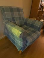 Blauw Geruite Fauteuil van laura ashley, Huis en Inrichting, Fauteuils, Ophalen, Gebruikt, Hout, 75 tot 100 cm