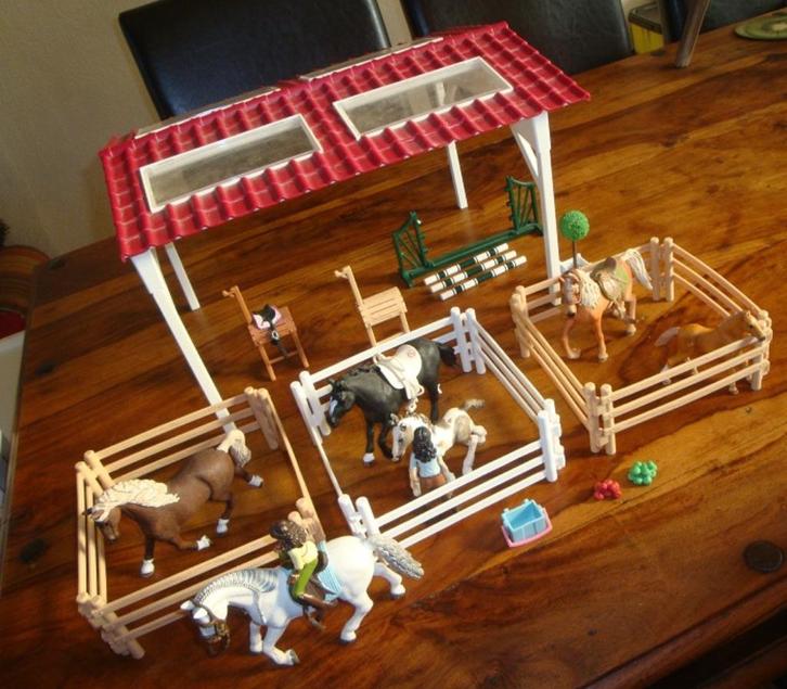 Schleich speelset: paarden, overkapping, accessoires, Verzamelen, Speelgoed, Gebruikt, Ophalen