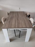 Mooie Eettafel met Houten Blad en Witte Poten, Huis en Inrichting, Tafels | Eettafels, Ophalen, 50 tot 100 cm, Zo goed als nieuw