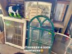 Oude ramen, boerderijraam, glas-in-lood raam, houten luiken, Ophalen, Gebruikt