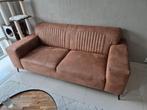 2,5- zits Suede cognacbruin bank, Ophalen, Metaal, Driepersoons, 75 tot 100 cm