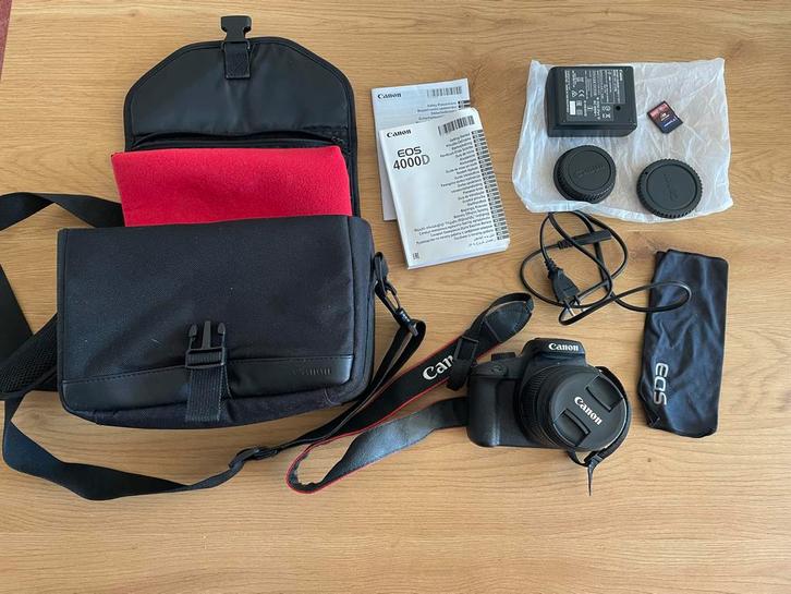 Canon EOS 4000D + 18-55mm DC, tas, SD kaart, oplader, Audio, Tv en Foto, Fotocamera's Digitaal, Gebruikt, Spiegelreflex, Canon