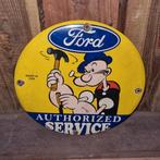 Ford Authorized Service Emaille Bord Popeye 30cm, Ophalen of Verzenden, Gebruikt, Reclamebord
