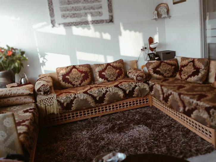 Marokkaanse sedari, Huis en Inrichting, Banken | Complete zithoeken, Gebruikt, Hout, Stof, Ophalen