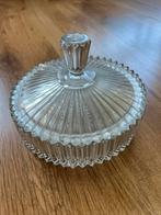 Oude glazen schaal met deksel Helemaal gaaf, Ophalen of Verzenden, Zo goed als nieuw, Rond, Glas