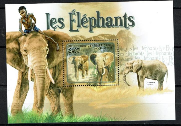 c.afrika 14 pf blok olifanten zoogdieren wildlife elephants, Postzegels en Munten, Postzegels | Thematische zegels, Postfris, Dier of Natuur