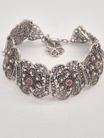 Mooie vintage zilveren armband met bloedkoraal, Verzenden, Gebruikt, Zilver, Zilver