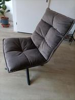 fluwelen grijze draaistoel, metalen pootjes, Huis en Inrichting, Fauteuils, Ophalen, Minder dan 50 cm, Zo goed als nieuw, Modern