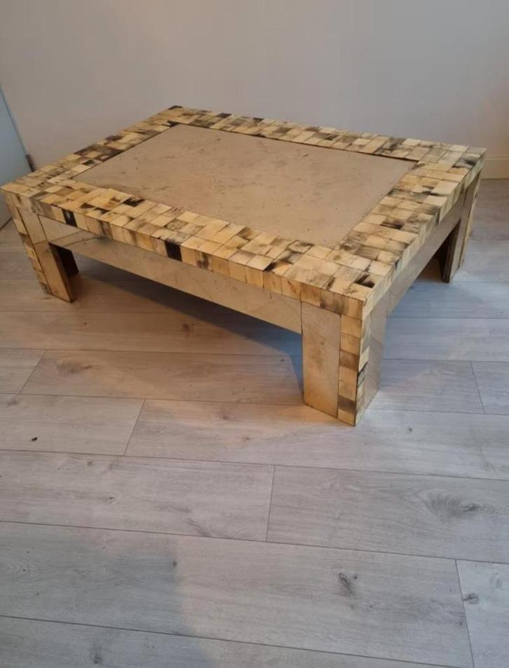 VINTAGE SALONTAFEL MET HOORN INLEG, Antiek en Kunst, Antiek | Meubels | Tafels, Ophalen