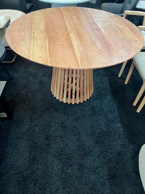 Ronde eettafel 120 cm – Mangohout lichtbruin, Huis en Inrichting, Tafels | Eettafels, Zo goed als nieuw, 100 tot 150 cm, 100 tot 150 cm