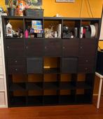 Kallax kast zwart/bruin 25 vakken en inzet 182x182x39, Huis en Inrichting, Ophalen, Gebruikt, 150 tot 200 cm, 150 tot 200 cm