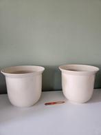 2x Grote bloempot - crème, Tuin en Terras, Bloempotten, Rond, Binnen, Zo goed als nieuw, Minder dan 40 cm
