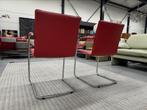 2 Leolux Freyr Eetkamerstoel rood leer Design stoel, Twee, Leer, Ophalen of Verzenden, Rood