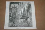 Antieke gravure - Interieur Nieuwe Kerk Amsterdam - 1841 !!, Antiek en Kunst, Ophalen of Verzenden