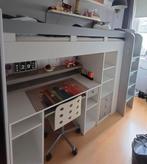 Hoogslaper met bureau en ingebouwdekledingkast, 90 cm, Gebruikt, Hoogslaper, Eenpersoons