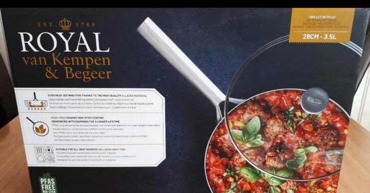 Royal Van Kempen & Begeer Hapjespan met deksel 28 CM, Huis en Inrichting, Keuken | Potten en Pannen, Nieuw, Koekenpan of Braadpan
