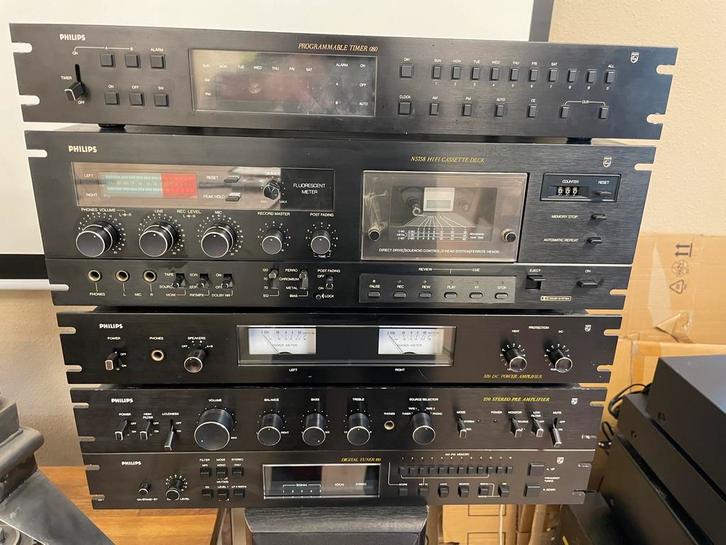 Philips Black Tulip vintage hifi set 5 delig, Audio, Tv en Foto, Stereo-sets, Gebruikt, Cassettedeck, Tuner of Radio, Philips