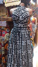Afrikaanse batik katoenen jurk kleurvast Ghana uniek, Nieuw, Ophalen of Verzenden, Onder de knie