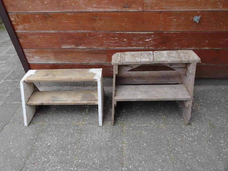 Timmermansbankjes, oude werkbankjes hout, Antiek en Kunst, Curiosa en Brocante, Ophalen