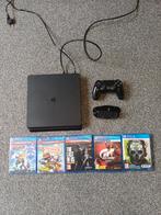 PS4 Slim + Controller + 5 Games, Spelcomputers en Games, Ophalen of Verzenden, Met 1 controller, Slim, Gebruikt