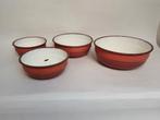 4 emaille schal nestschalen Oranje gevlamd (terracotta), Antiek en Kunst, Antiek | Emaille, Ophalen
