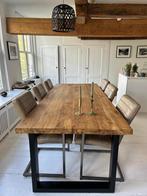 Massief houten tafel (240-100-79), Huis en Inrichting, Tafels | Eettafels, 50 tot 100 cm, Gebruikt, Rechthoekig, Ophalen