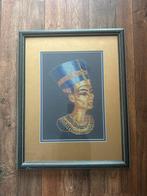 Toetanchamon geborduurd schilderij met een prachtige lijst, Ophalen of Verzenden, Zo goed als nieuw, Minder dan 50 cm, 50 tot 75 cm