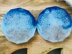 Uniek Zee Oceaan strand blauw onderzetter schelpen Epoxy art, Nieuw, Glas of Kopje, Ophalen of Verzenden