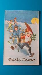 Gelukkig Nieuwjaar kerstman kabouter, Verzamelen, Ophalen of Verzenden, 1920 tot 1940, Feest(dag)