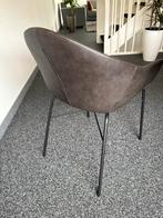 6 eetkamerstoelen bruin/grijs leer, Huis en Inrichting, Ophalen, Bruin, Leer, Zo goed als nieuw