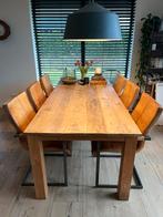 6 Buffelleren Eetkamerstoelen, Gebruikt, Bruin, Leer, Ophalen of Verzenden