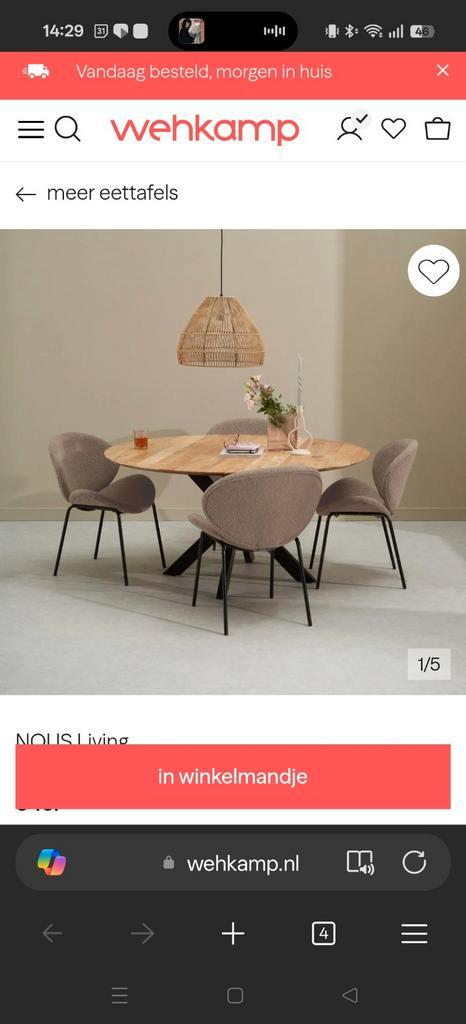 NOUS Living Eettafel Acacia 150cm | VOOR 13 November, Huis en Inrichting, Tafels | Eettafels, Zo goed als nieuw, 100 tot 150 cm