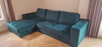 Stijlvolle Fluwelen Groene Slaapbank – Zo Goed Als Nieuw!
