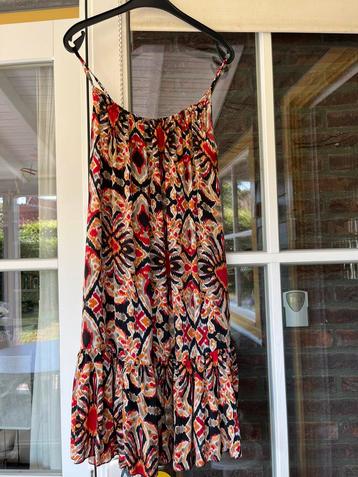 Nieuw blauw/rood/oranje S.D. Fashion 70% zijde jurkje, mt L  beschikbaar voor biedingen