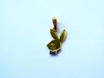 Playboy bunny hanger bedel  in wit met geel goud 14 krt., Ophalen of Verzenden, Goud