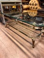 Prachtige messing salon tafel, Minder dan 50 cm, Glas, Rond, Ophalen of Verzenden