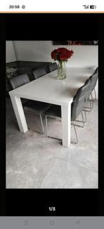 Stevige hoogglans witte eettafel 200 x 90 cm, Ophalen, Gebruikt, 50 tot 100 cm, 150 tot 200 cm