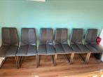 Mooi RVS + Ecoleer stoelen, Huis en Inrichting, Stoelen, Vijf, Zes of meer stoelen, Grijs, Gebruikt, Leer