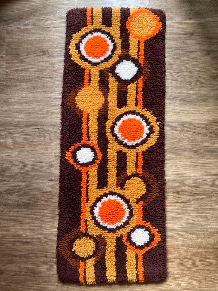 Vintage wandkleed oranje, geel, bruin jaren 70, Verzamelen, Retro, Huis en Inrichting, Ophalen of Verzenden