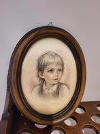 Vintage portret van een kind, Antiek en Kunst, Kunst | Tekeningen en Foto's, Ophalen of Verzenden