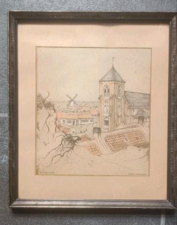 Leuk Vintage Anton Pieck prentje Zoutelande Bløf beschikbaar voor biedingen