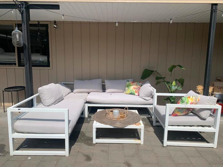 Tuinset Loungeset 5-Delig Wit Aluminium, Tuin en Terras, Tuinsets en Loungesets, Gebruikt, Loungeset, Aluminium, 6 zitplaatsen