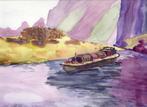aquarel Vrachtboot, Antiek en Kunst, Ophalen of Verzenden