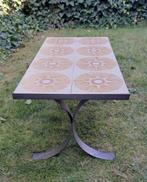 Vintage salontafel tegels rechthoek metaal tafel, Antiek en Kunst, Antiek | Meubels | Tafels, Ophalen