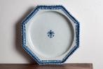 Zeer grote antieke schaal blauw-wit decor, Rouen 18e eeuw, Antiek en Kunst, Ophalen of Verzenden